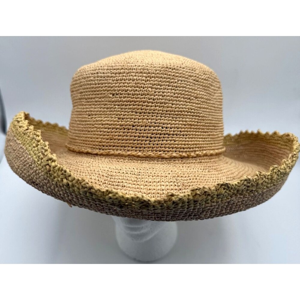 Callanan Wide Brim Straw Sun Hat Upturned Brim Packable Garden Vacation EUC - Picture 5 of 11